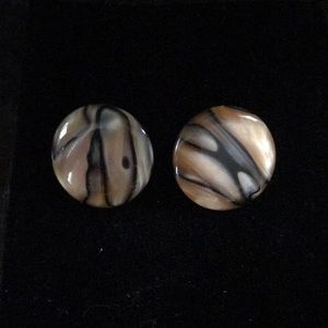 Vintage Marbled Button Stud Earrings